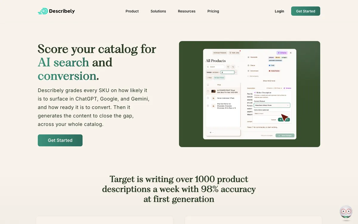 Describely homepage