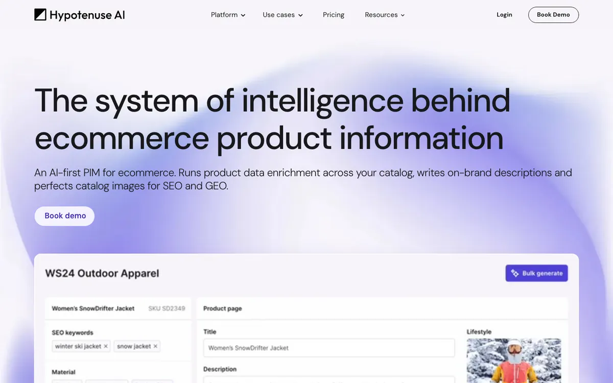 Hypotenuse AI homepage